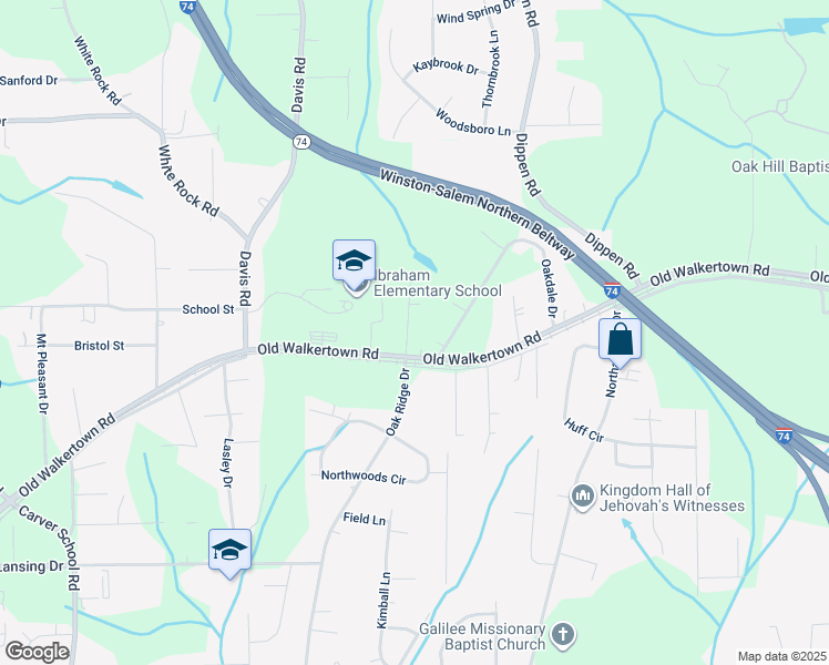 map of restaurants, bars, coffee shops, grocery stores, and more near 4705 Perry Street in Winston-Salem
