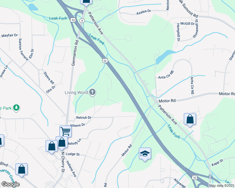 map of restaurants, bars, coffee shops, grocery stores, and more near 239 Athens Drive in Winston-Salem