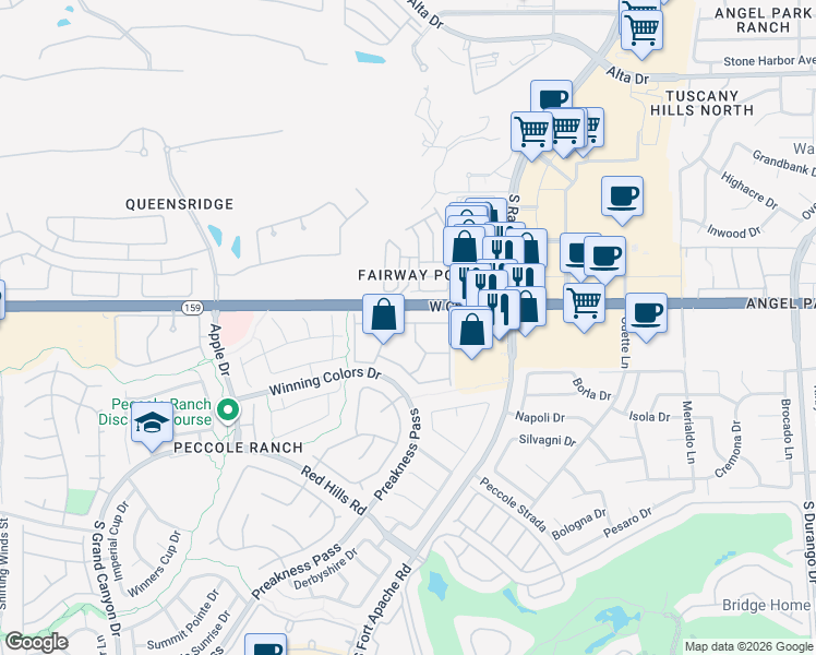 map of restaurants, bars, coffee shops, grocery stores, and more near 9221 Painswick Avenue in Las Vegas