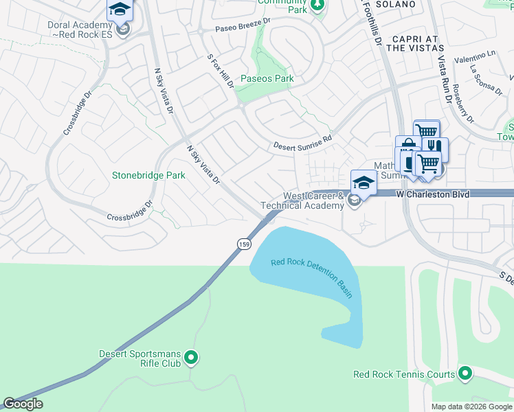 map of restaurants, bars, coffee shops, grocery stores, and more near 961 Contadero Place in Las Vegas