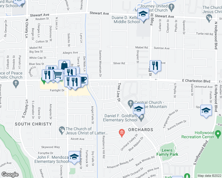 map of restaurants, bars, coffee shops, grocery stores, and more near 1201 Orange Meadow Street in Las Vegas