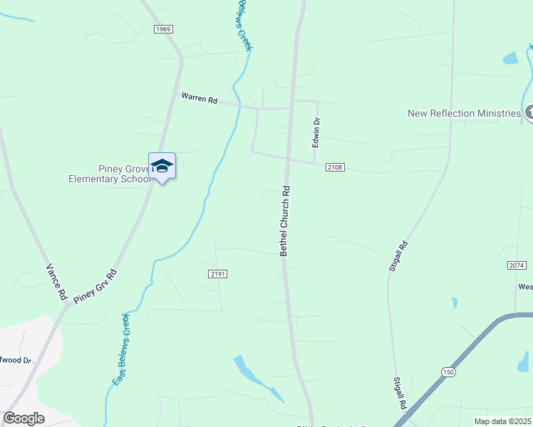 map of restaurants, bars, coffee shops, grocery stores, and more near 2646 Bethel Church Road in Kernersville