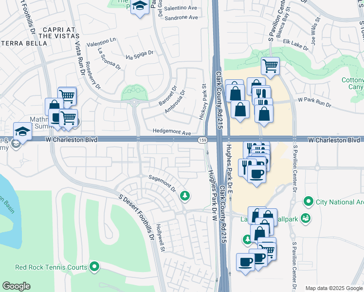 map of restaurants, bars, coffee shops, grocery stores, and more near 11275 Hedgemont Avenue in Las Vegas