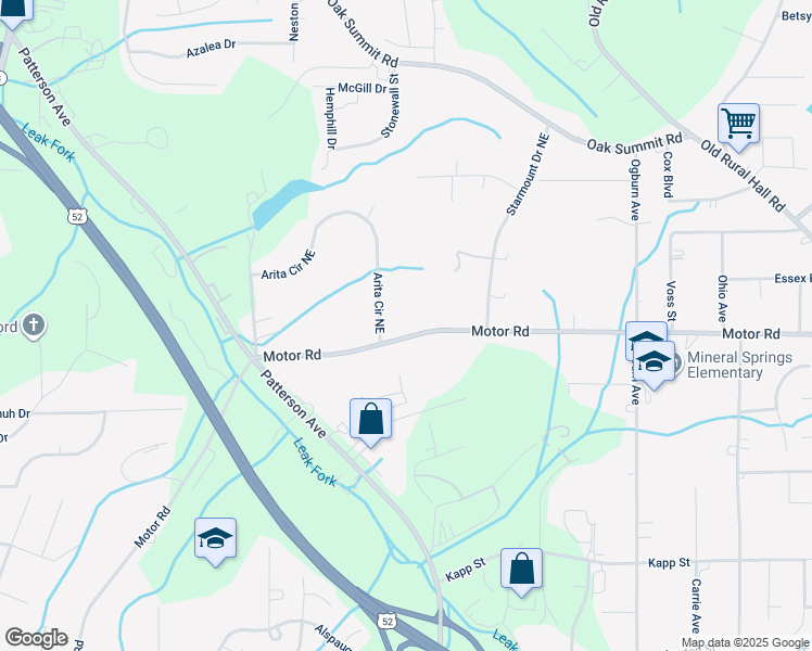 map of restaurants, bars, coffee shops, grocery stores, and more near 619 Motor Road in Winston-Salem