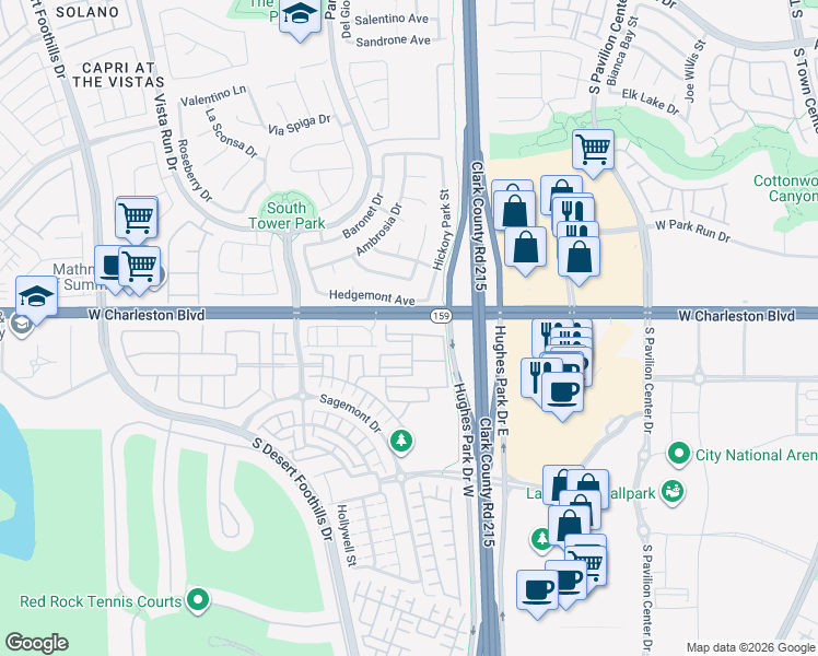 map of restaurants, bars, coffee shops, grocery stores, and more near 11250 Hidden Peak Avenue in Las Vegas