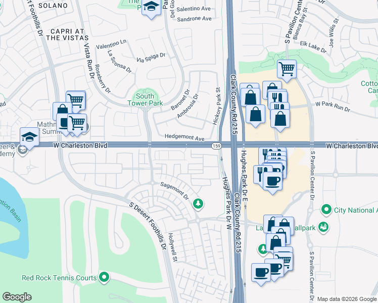 map of restaurants, bars, coffee shops, grocery stores, and more near 11275 Hedgemont Avenue in Las Vegas