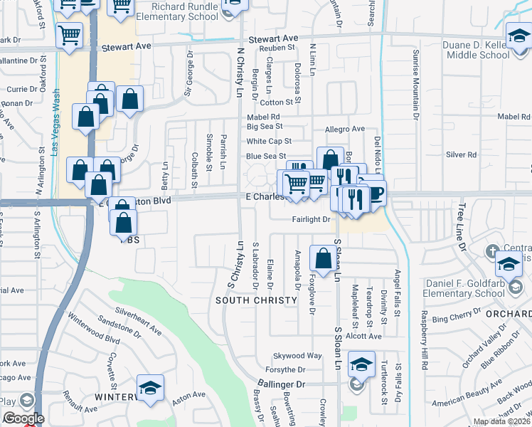 map of restaurants, bars, coffee shops, grocery stores, and more near 1171 Fall Breeze Drive in Las Vegas
