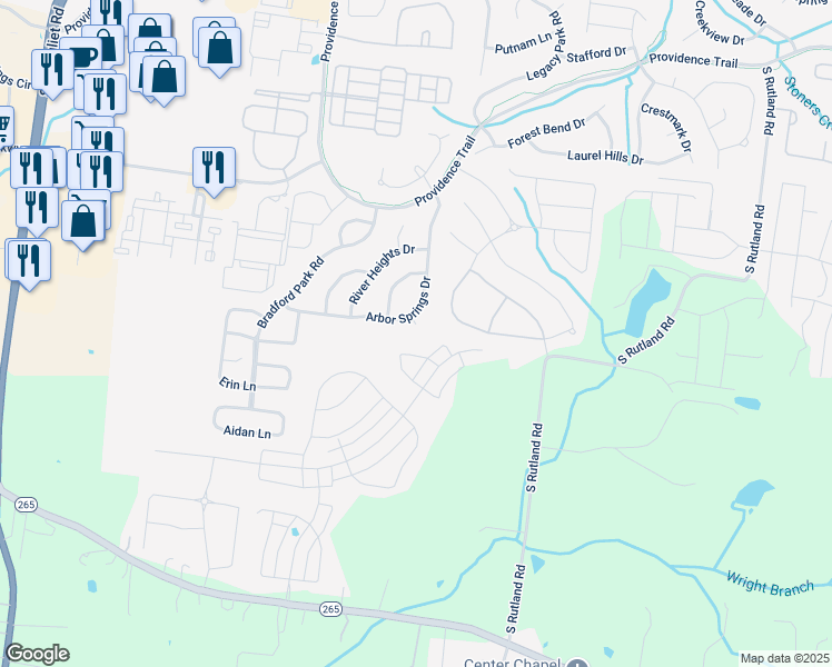 map of restaurants, bars, coffee shops, grocery stores, and more near 1506 Sylvan Park Court in Mount Juliet