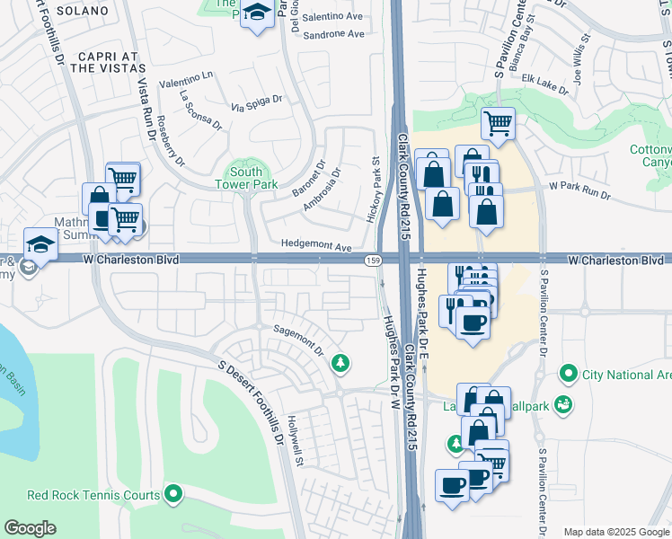 map of restaurants, bars, coffee shops, grocery stores, and more near 11290 Hidden Peak Avenue in Las Vegas