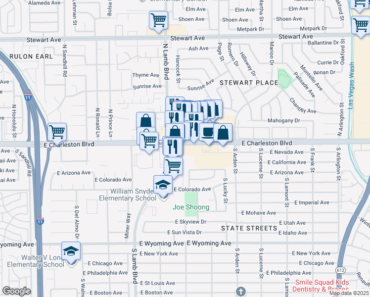 map of restaurants, bars, coffee shops, grocery stores, and more near 4450 Nevada 159 in Las Vegas