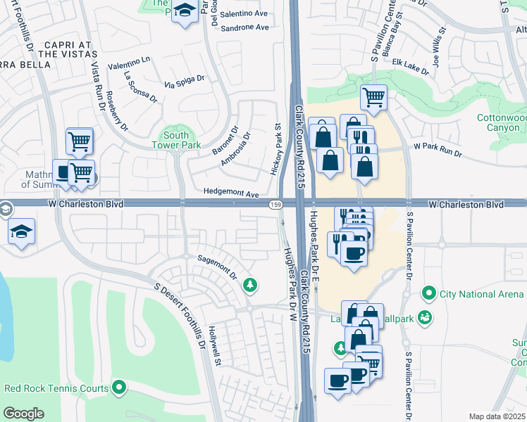 map of restaurants, bars, coffee shops, grocery stores, and more near 11250 Hidden Peak Avenue in Las Vegas