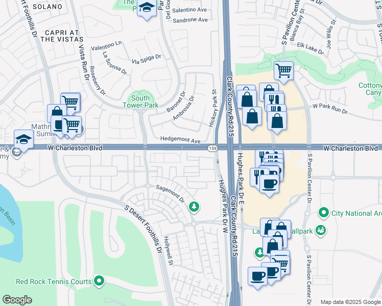 map of restaurants, bars, coffee shops, grocery stores, and more near 11290 Hidden Peak Avenue in Las Vegas