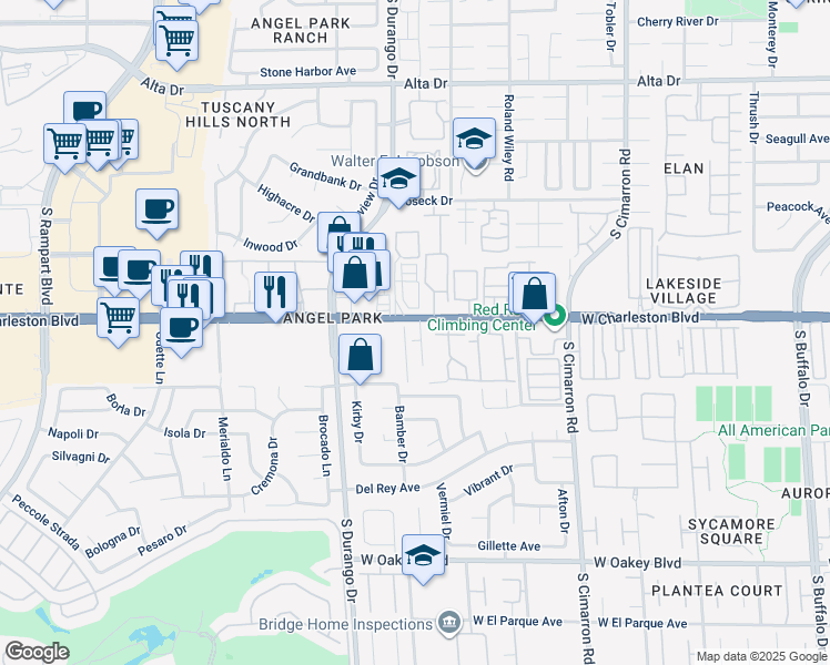map of restaurants, bars, coffee shops, grocery stores, and more near 1100 Emerywood Court in Las Vegas