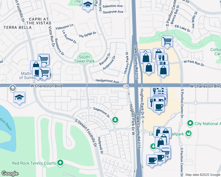map of restaurants, bars, coffee shops, grocery stores, and more near 11275 Hedgemont Avenue in Las Vegas