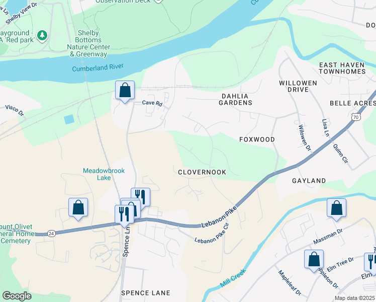 map of restaurants, bars, coffee shops, grocery stores, and more near 247 Hickorydale Drive in Nashville