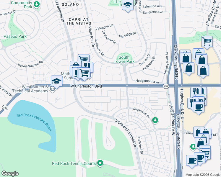 map of restaurants, bars, coffee shops, grocery stores, and more near 11572 Hadwen Lane in Las Vegas