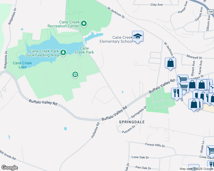 map of restaurants, bars, coffee shops, grocery stores, and more near 271 C C Camp Road in Cookeville