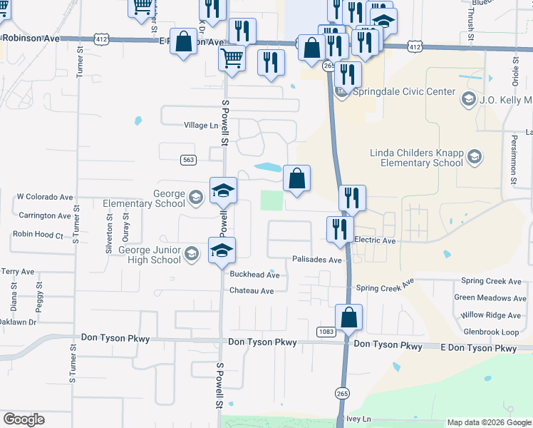 map of restaurants, bars, coffee shops, grocery stores, and more near 768 Nicholson Avenue in Springdale