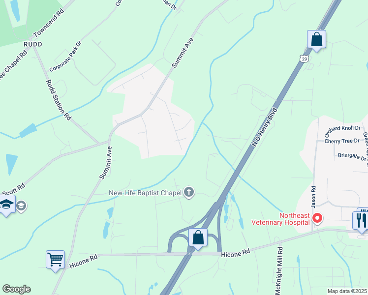 map of restaurants, bars, coffee shops, grocery stores, and more near 3009 Glenn Abbey Lane in Browns Summit