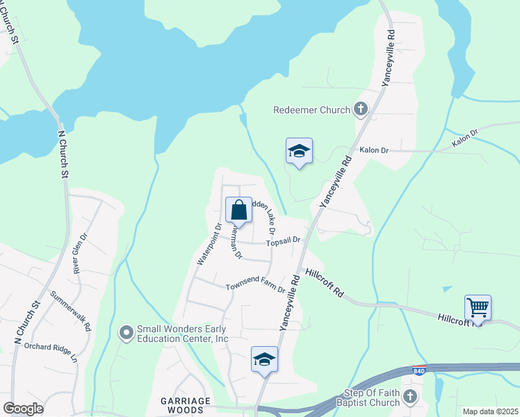 map of restaurants, bars, coffee shops, grocery stores, and more near 5721 Hidden Lake Drive in Browns Summit