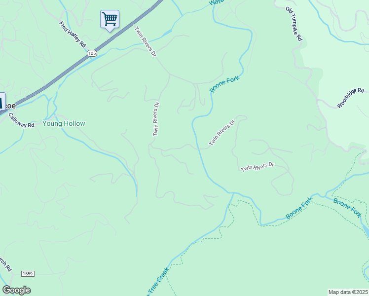 map of restaurants, bars, coffee shops, grocery stores, and more near 930 Twin Rivers Drive in Boone