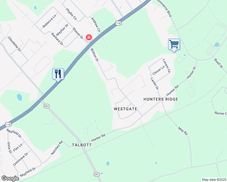 map of restaurants, bars, coffee shops, grocery stores, and more near 6959 Windgate Court in Talbott