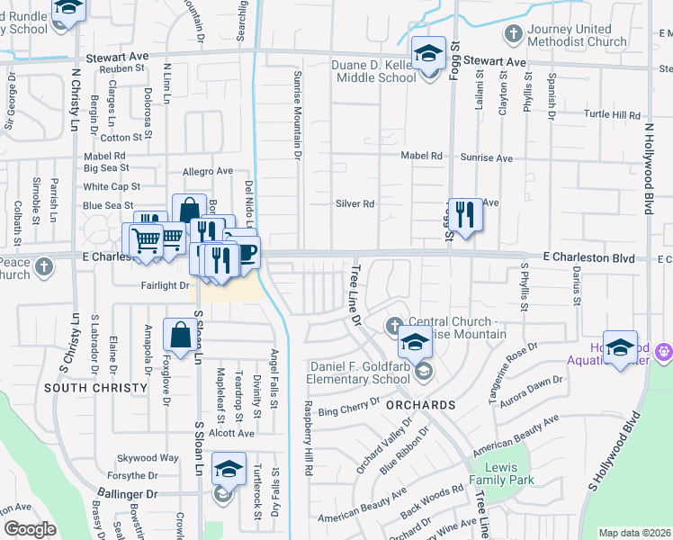 map of restaurants, bars, coffee shops, grocery stores, and more near 1170 Orange Meadow Street in Las Vegas