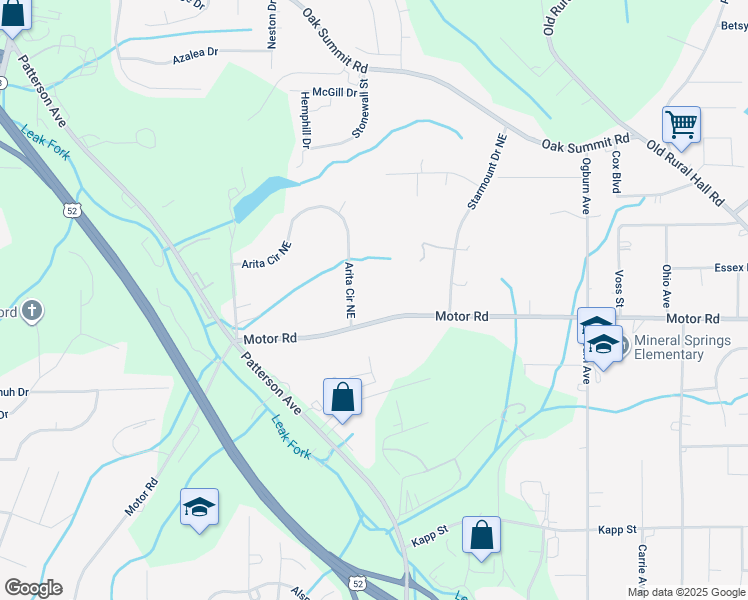 map of restaurants, bars, coffee shops, grocery stores, and more near 619 Motor Road in Winston-Salem