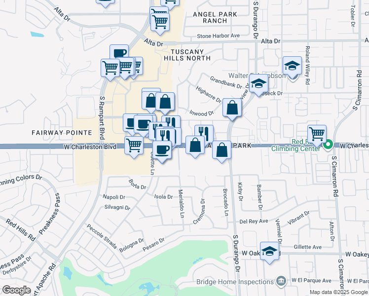 map of restaurants, bars, coffee shops, grocery stores, and more near 865 West Charleston Boulevard in Las Vegas