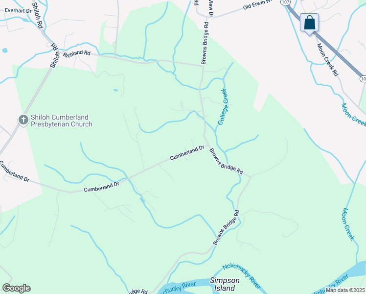 map of restaurants, bars, coffee shops, grocery stores, and more near 1009 Cumberland Drive in Greeneville