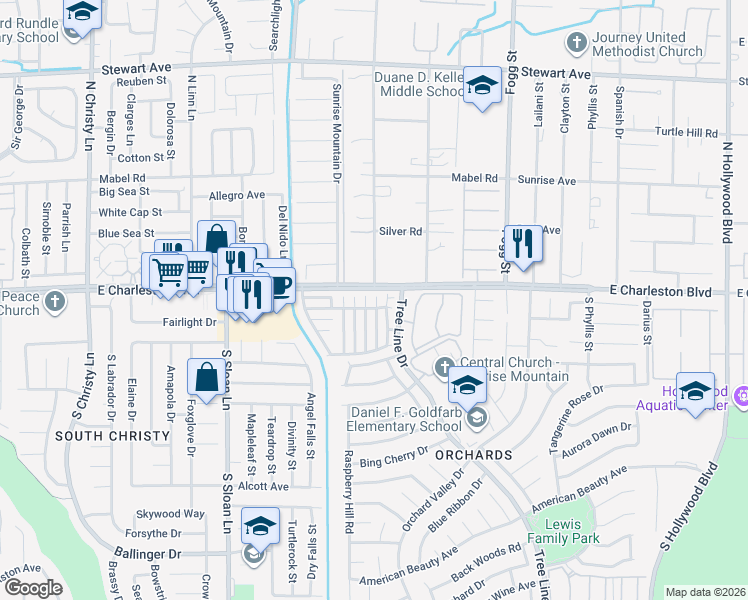 map of restaurants, bars, coffee shops, grocery stores, and more near 1151 Orange Meadow Street in Las Vegas