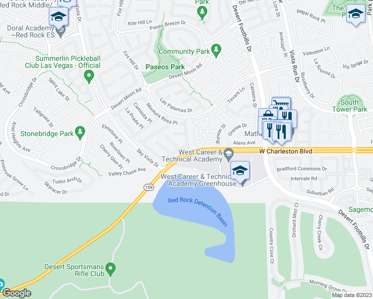 map of restaurants, bars, coffee shops, grocery stores, and more near 12109 Las Hurdes Avenue in Las Vegas