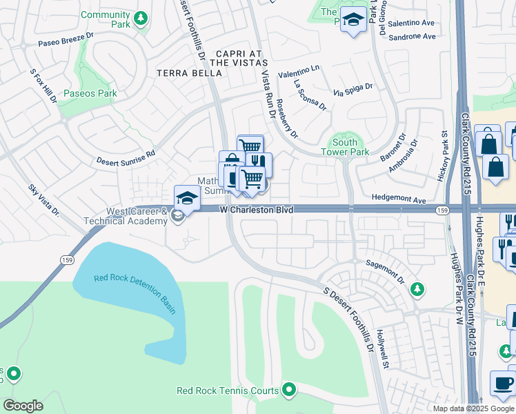 map of restaurants, bars, coffee shops, grocery stores, and more near 7066 West Charleston Boulevard in Las Vegas