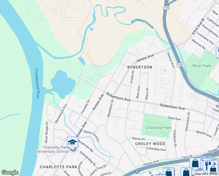map of restaurants, bars, coffee shops, grocery stores, and more near 607B James Avenue in Nashville