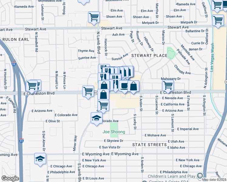 map of restaurants, bars, coffee shops, grocery stores, and more near 4450 Nevada 159 in Las Vegas