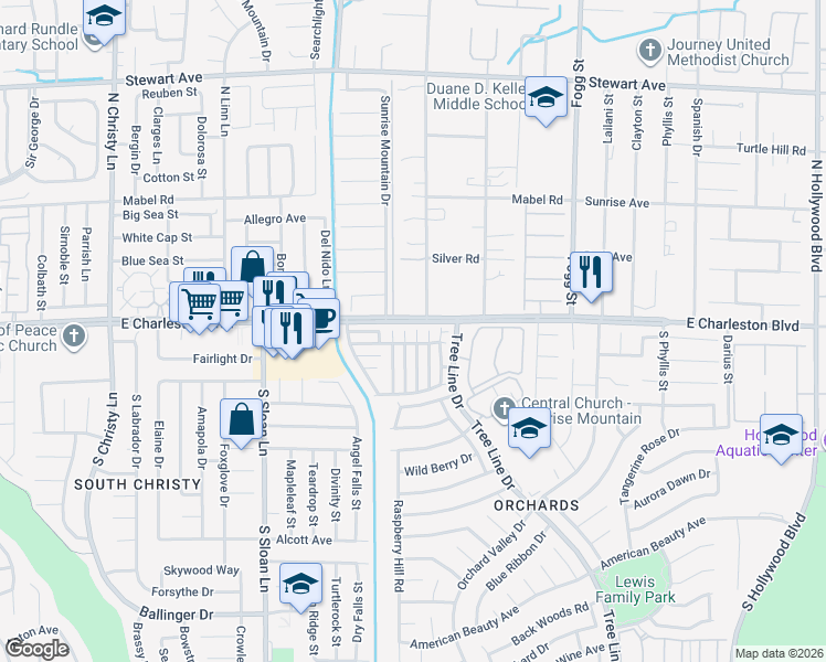 map of restaurants, bars, coffee shops, grocery stores, and more near 1151 Orange Meadow Street in Las Vegas