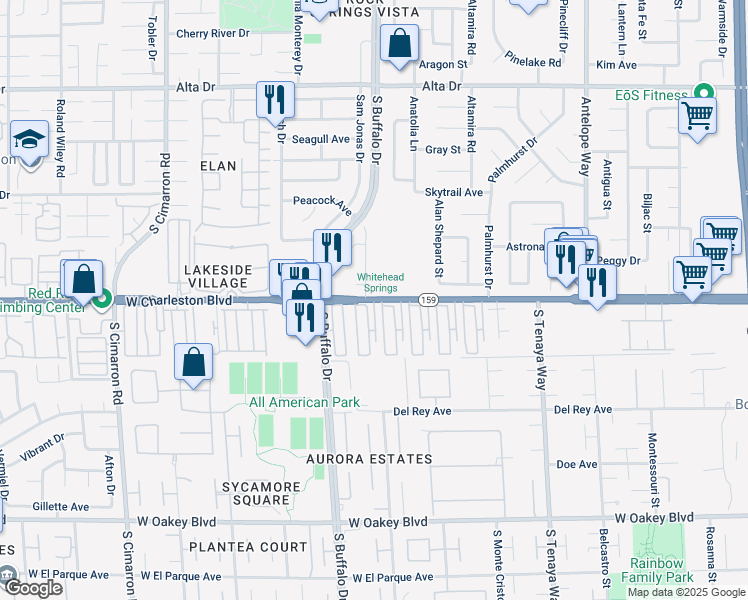 map of restaurants, bars, coffee shops, grocery stores, and more near Nevada 159 in Las Vegas