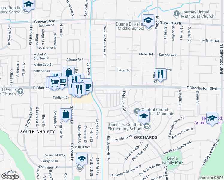 map of restaurants, bars, coffee shops, grocery stores, and more near 1151 Orange Meadow Street in Las Vegas