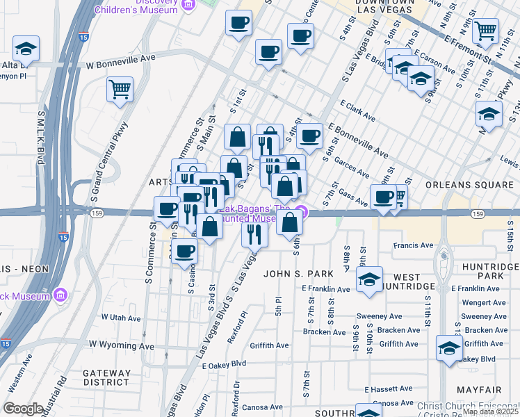 map of restaurants, bars, coffee shops, grocery stores, and more near 333 Nevada 159 in Las Vegas