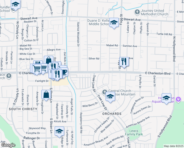 map of restaurants, bars, coffee shops, grocery stores, and more near 1144 Black Cherry Street in Las Vegas
