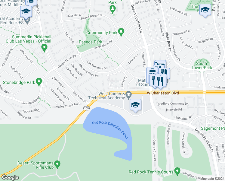 map of restaurants, bars, coffee shops, grocery stores, and more near 1067 Sonora Hill Court in Las Vegas