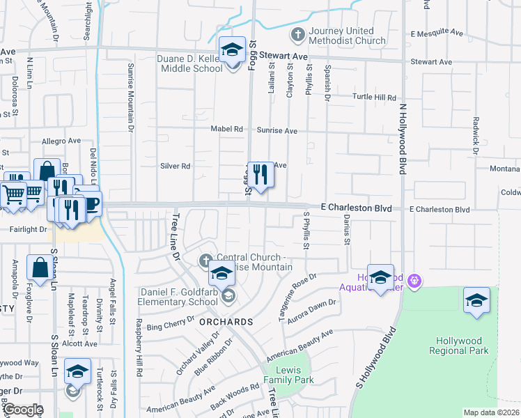 map of restaurants, bars, coffee shops, grocery stores, and more near 1113 Orchard Valley Drive in Las Vegas