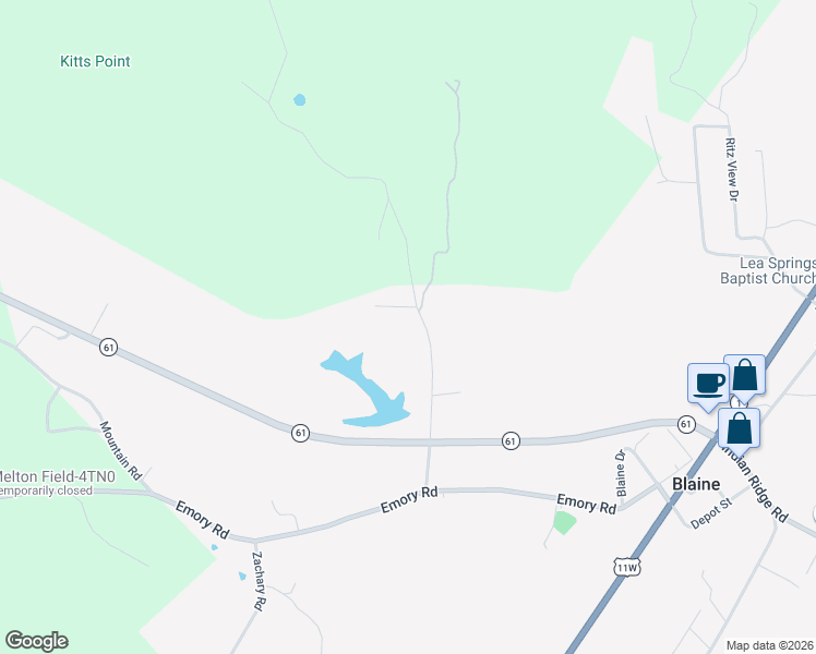 map of restaurants, bars, coffee shops, grocery stores, and more near 273 McKinney Road in Blaine