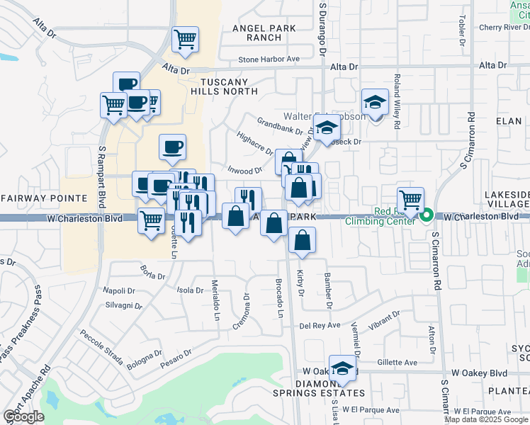 map of restaurants, bars, coffee shops, grocery stores, and more near 8600 Nevada 159 in Las Vegas