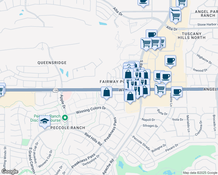 map of restaurants, bars, coffee shops, grocery stores, and more near 9221 Painswick Avenue in Las Vegas