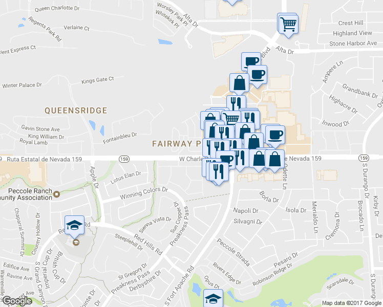 map of restaurants, bars, coffee shops, grocery stores, and more near 9125 Hampstead Avenue in Las Vegas
