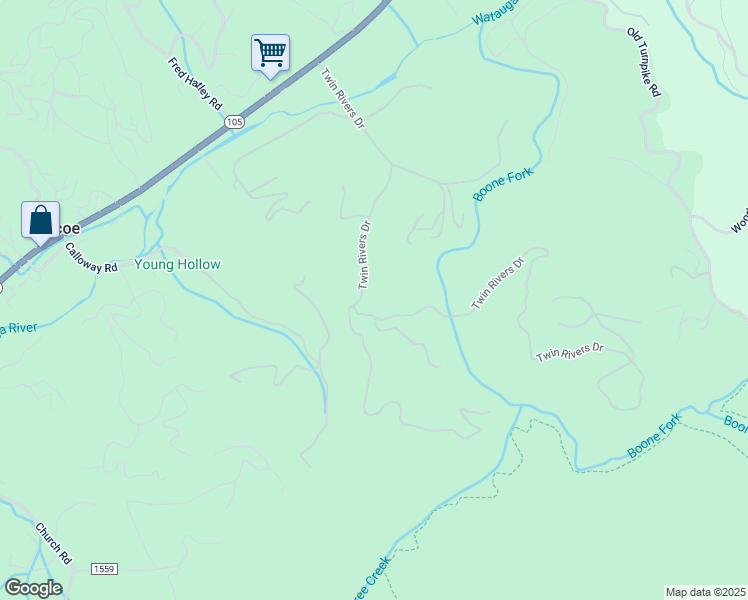 map of restaurants, bars, coffee shops, grocery stores, and more near 930 Twin Rivers Drive in Boone