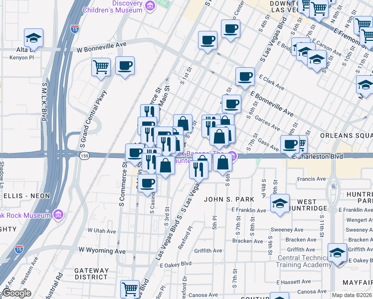 map of restaurants, bars, coffee shops, grocery stores, and more near 333 Nevada 159 in Las Vegas