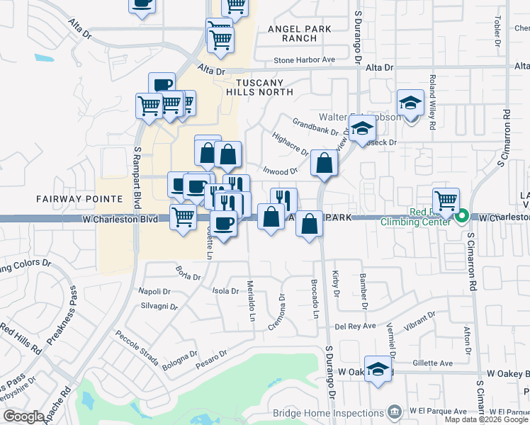 map of restaurants, bars, coffee shops, grocery stores, and more near 865 West Charleston Boulevard in Las Vegas