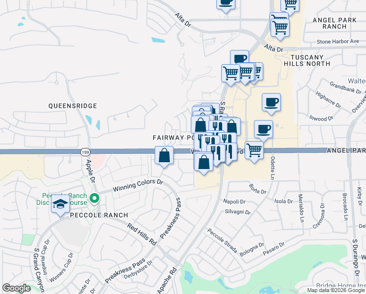 map of restaurants, bars, coffee shops, grocery stores, and more near 9117 Hampstead Avenue in Las Vegas